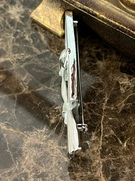 Whimsical Silver Broach - Elegant Lady Looking Into a Mirror - Unique! - Picture 4 of 7